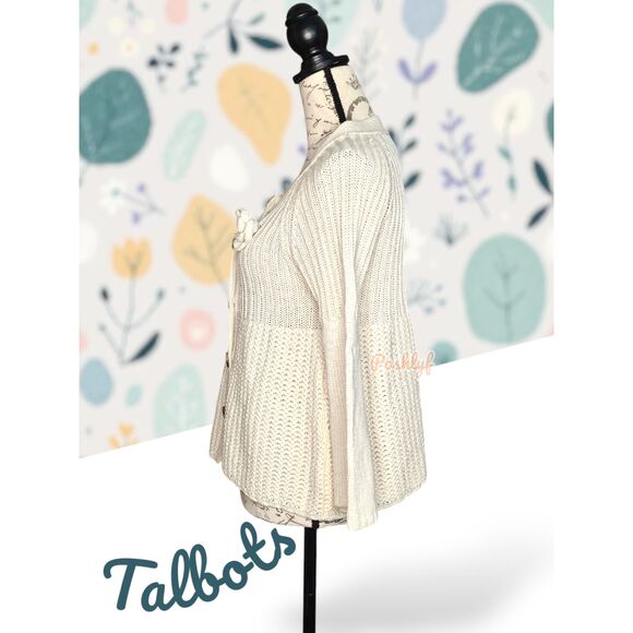 Talbots Knit Bell Sleeves Button Front Cardigan Ivory Small - Picture 4 of 16